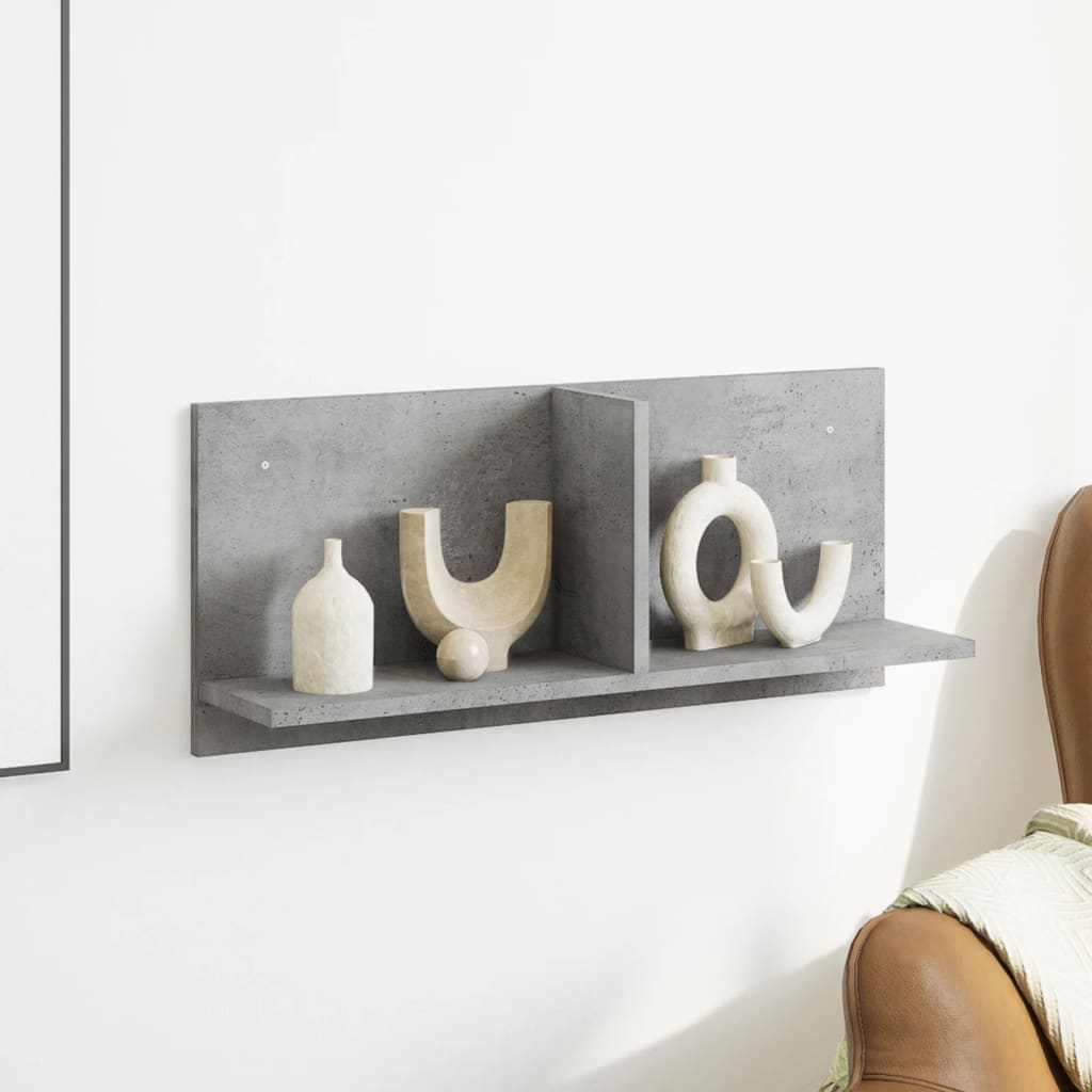 Wall Cabinet 70x16.5x30 cm Concrete Grey Wood Material