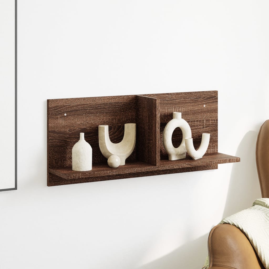 Wall Cabinet 70x16.5x30 cm Brown Oak Look Wood Material