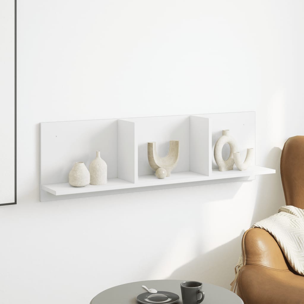 Wall Cabinet 100x16.5x30 cm White Wood Material