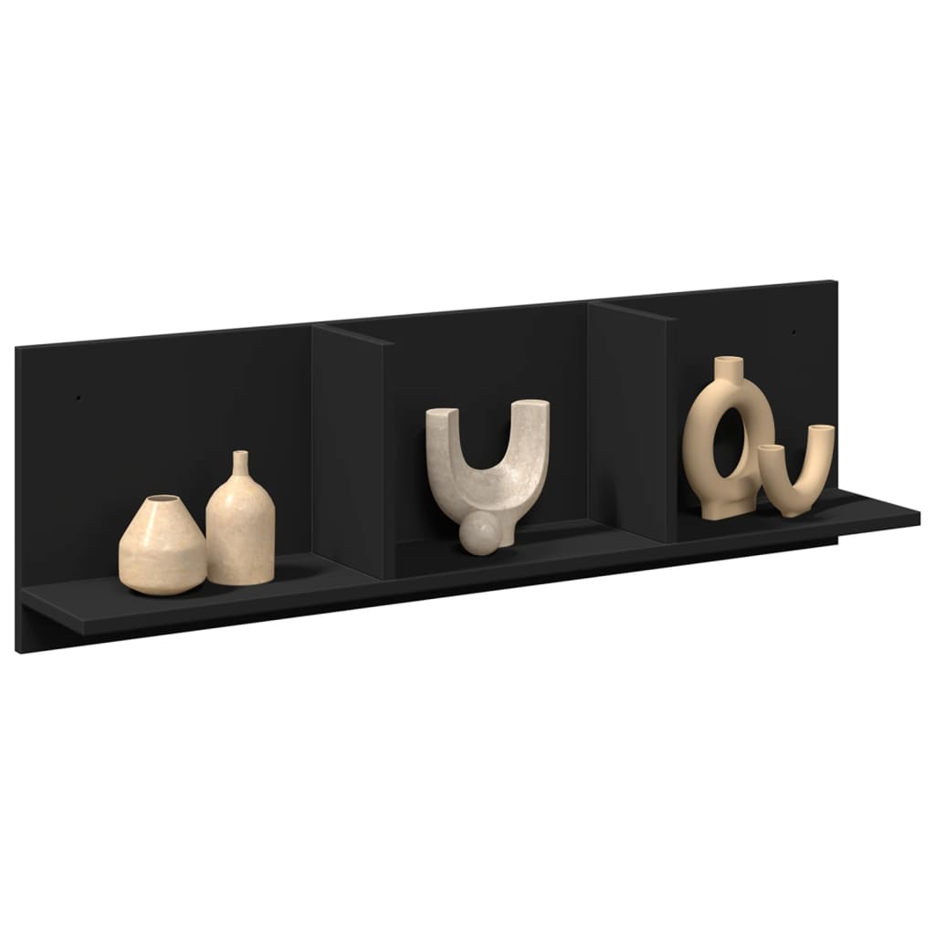Wall Cabinet 100x16.5x30 cm Black Wood Material