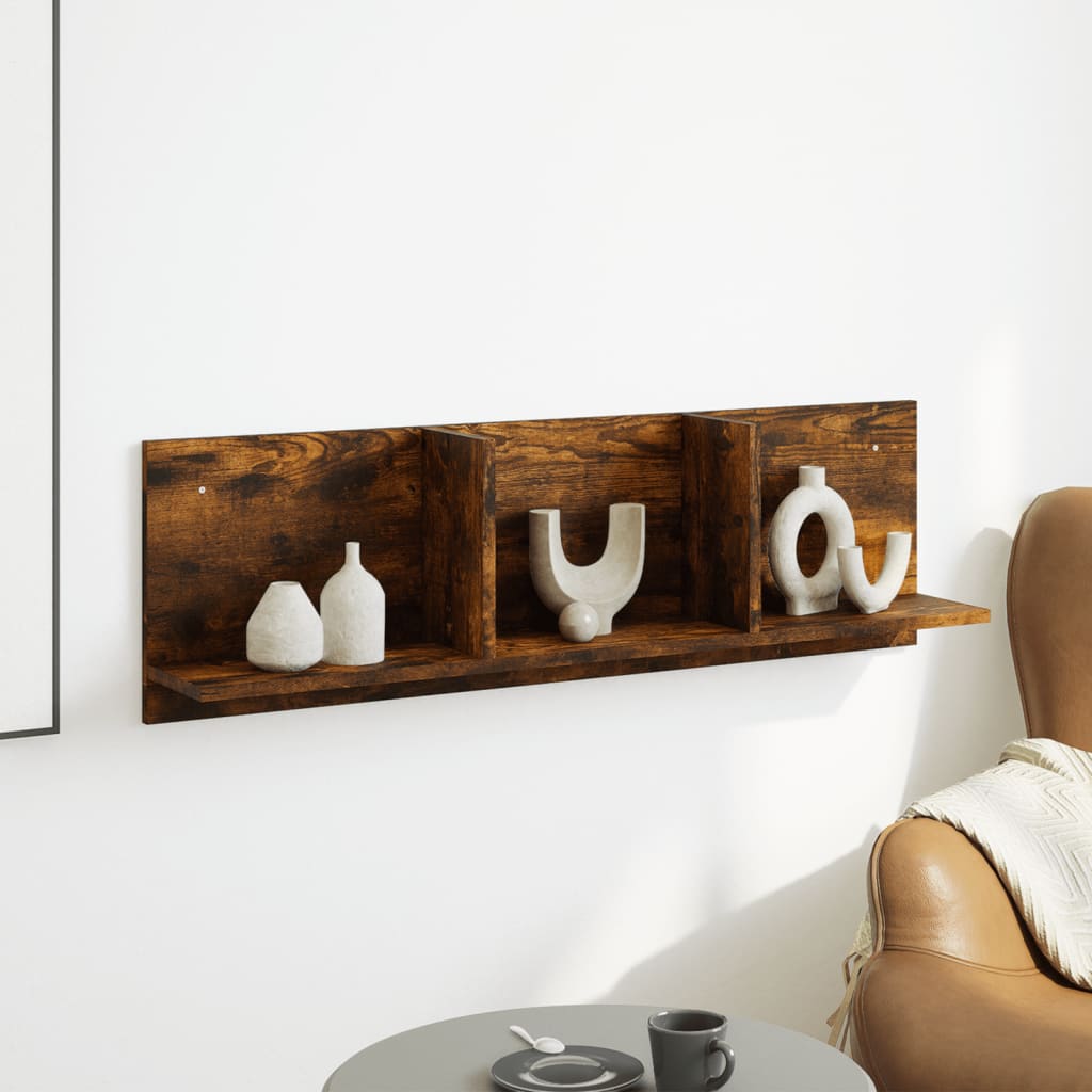 Wall cabinet 100x16.5x30 cm smoked oak wood material