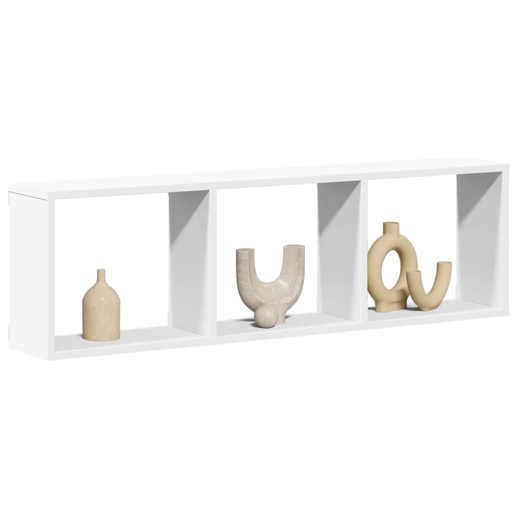 Wall Cabinet 100x16x30 cm White Wood Material