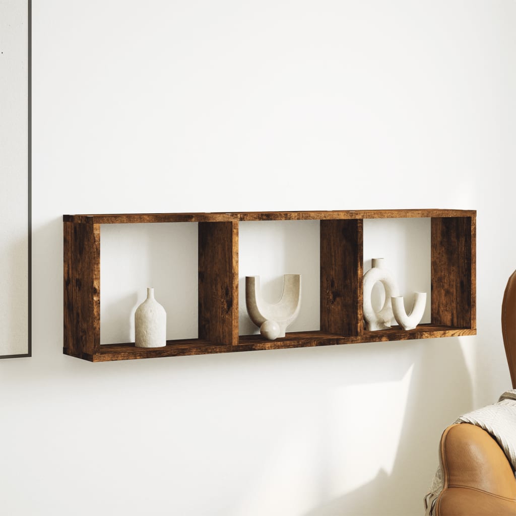 Wall Cabinet 100x16x30 cm Smoked Oak Wood Material