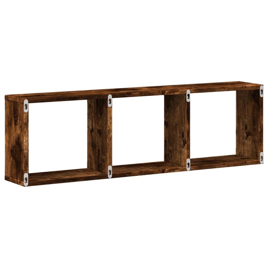 Wall Cabinet 100x16x30 cm Smoked Oak Wood Material