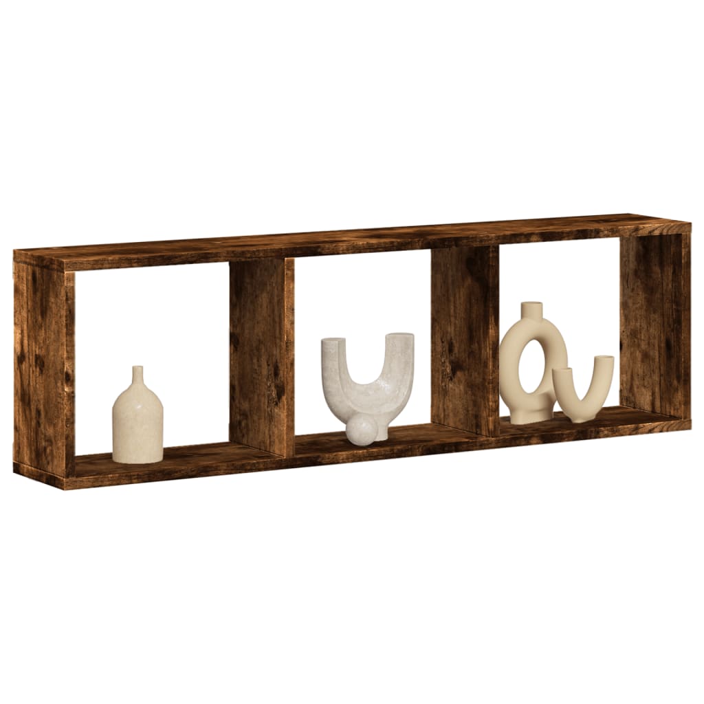 Wall Cabinet 100x16x30 cm Smoked Oak Wood Material