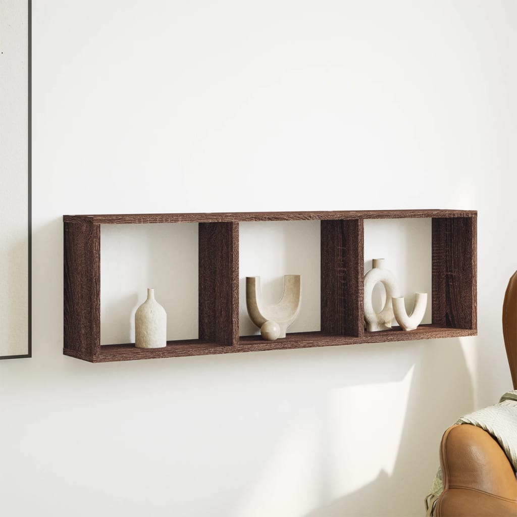 Wall cabinet 100x16x30 cm oak look wood material