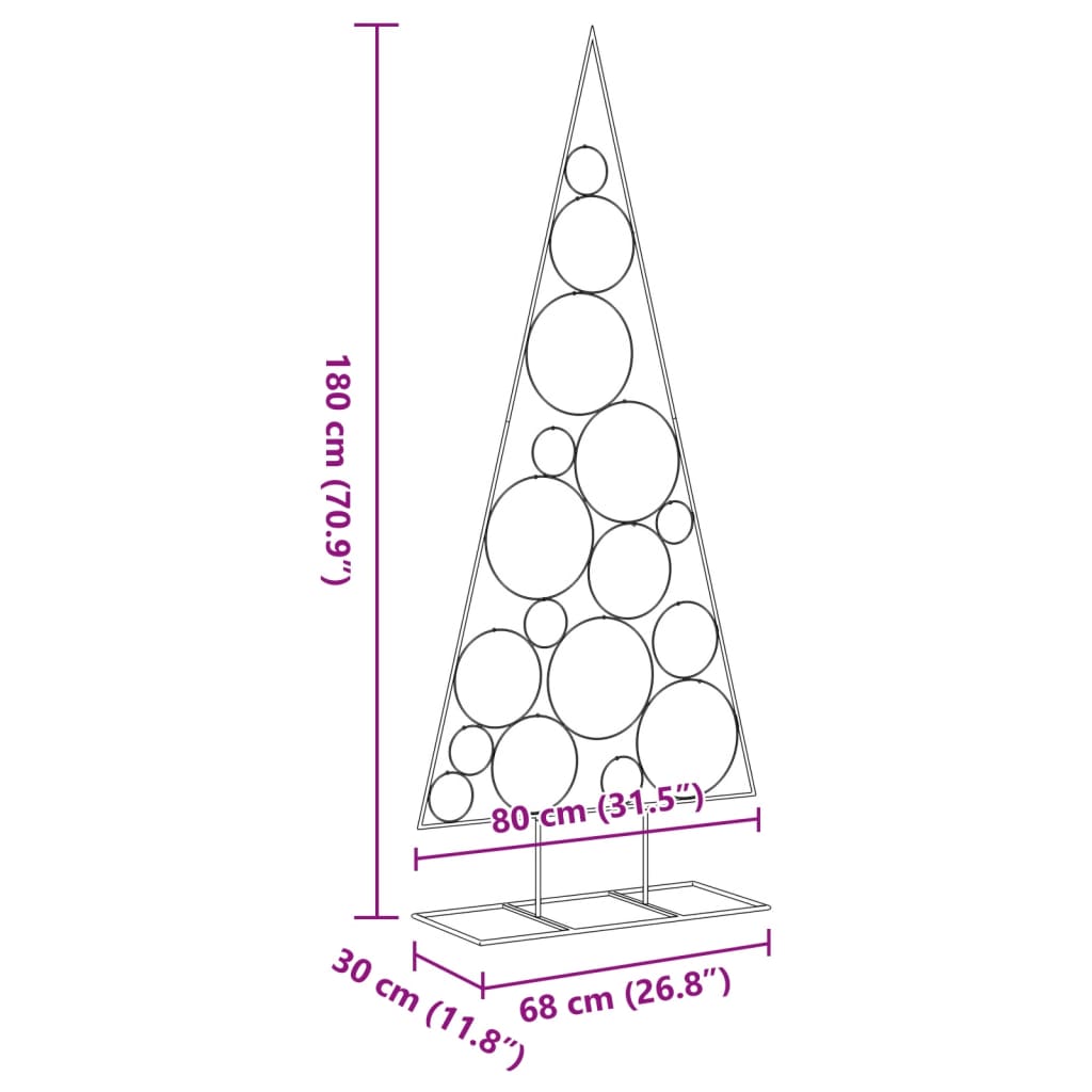 Metall-Weihnachtsbaum für Dekorationen Schwarz 180 cm