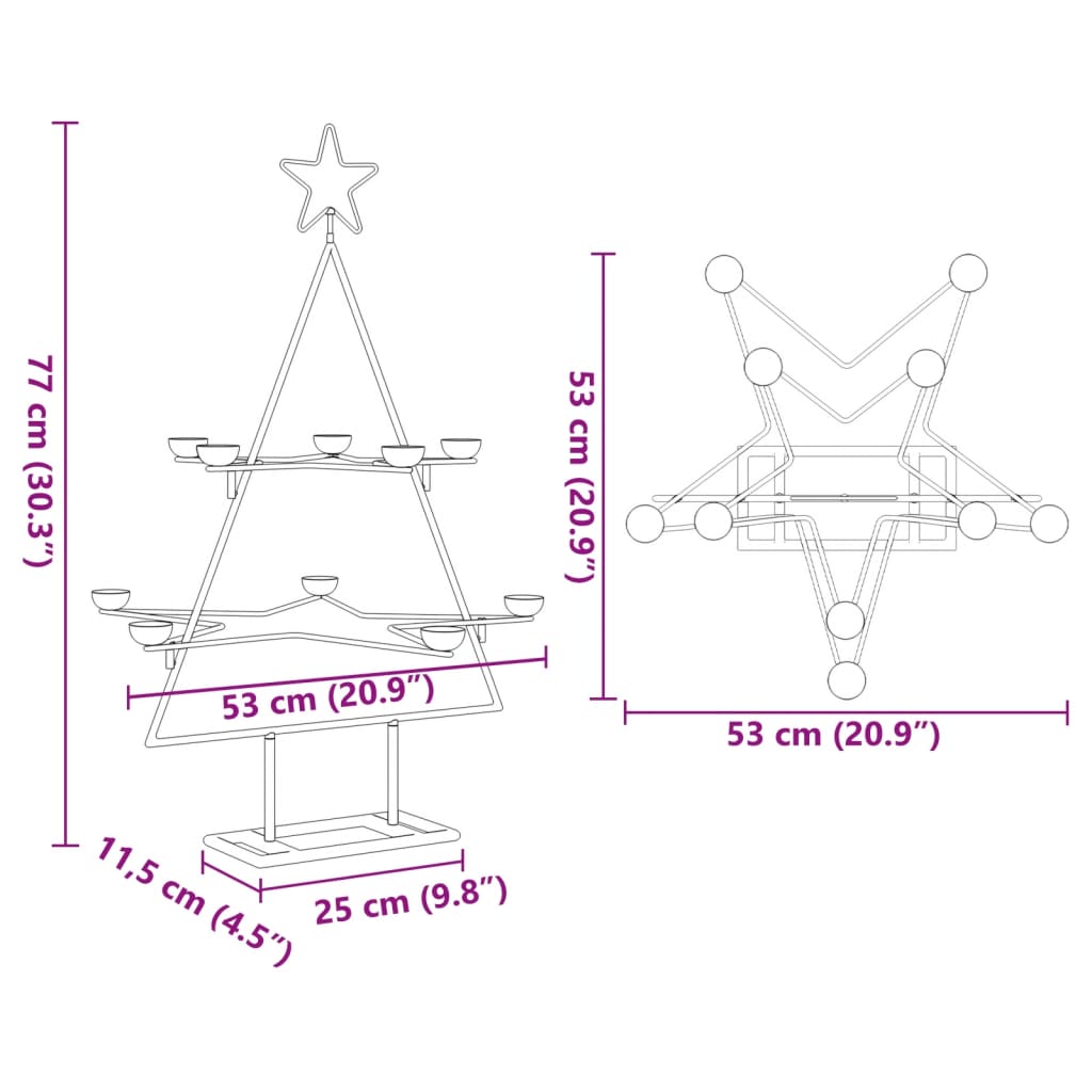 Metal Christmas tree for decorating Black 75 cm