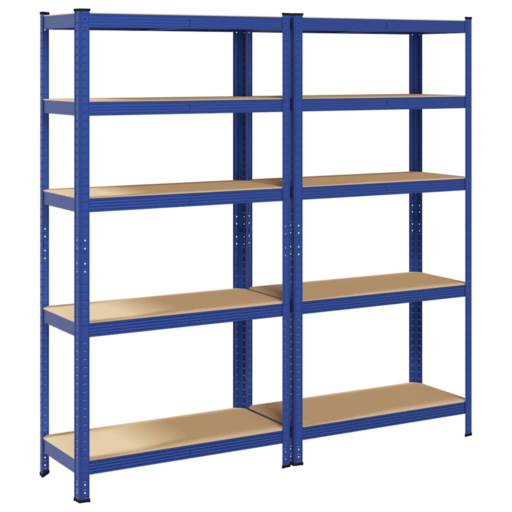 Storage shelves with 5 shelves 2 pcs. Blue steel & wood material
