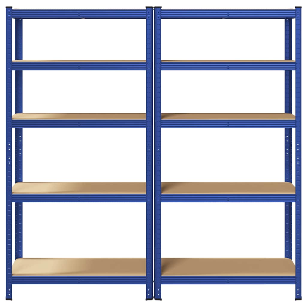 Storage shelves with 5 shelves 2 pcs. Blue steel & wood material