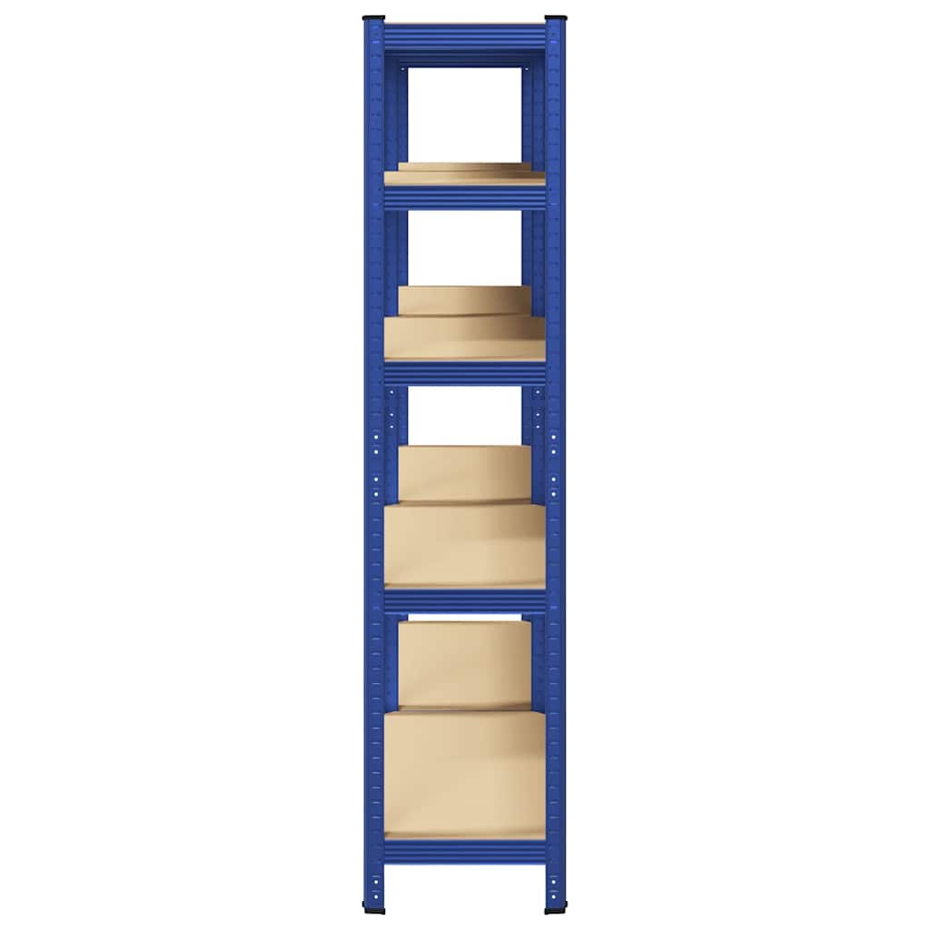 Storage shelves with 5 shelves 2 pcs. Blue steel & wood material