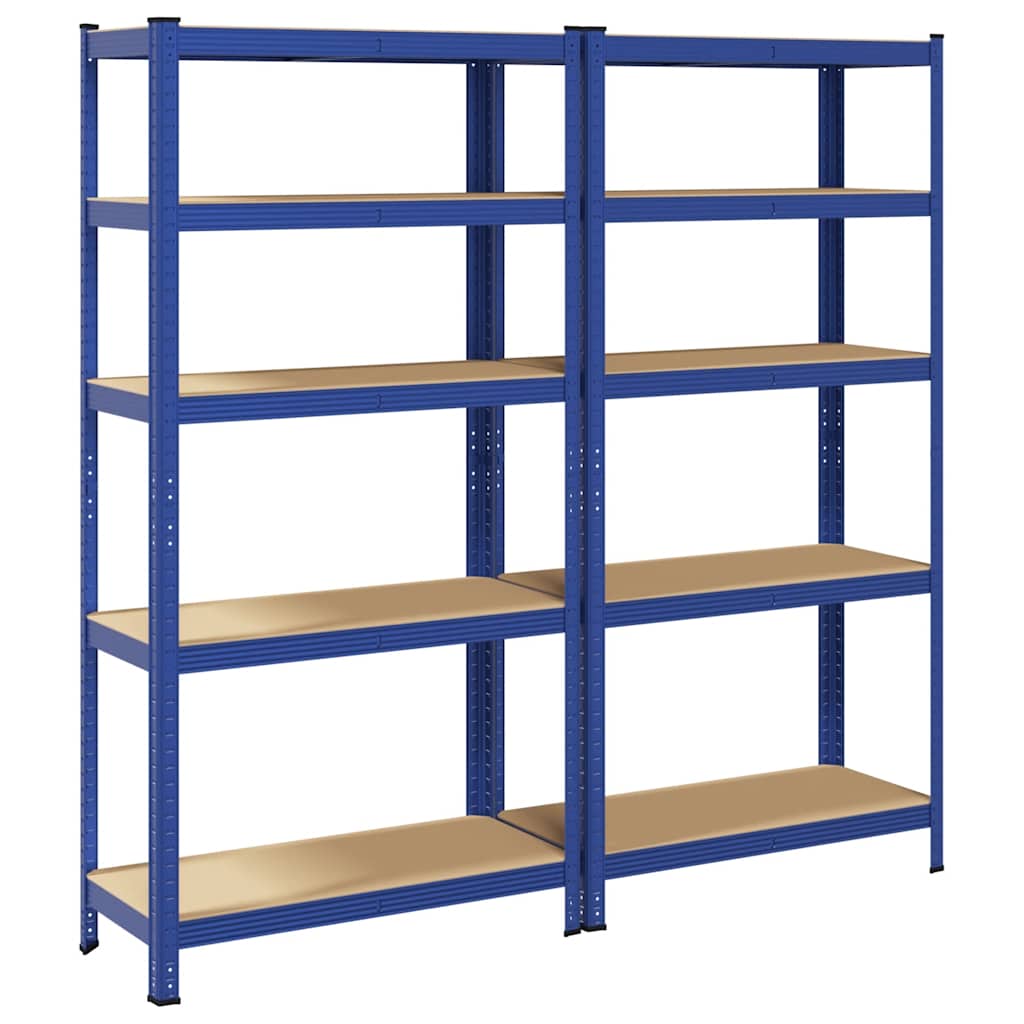 Storage shelves with 5 shelves 2 pcs. Blue steel & wood material
