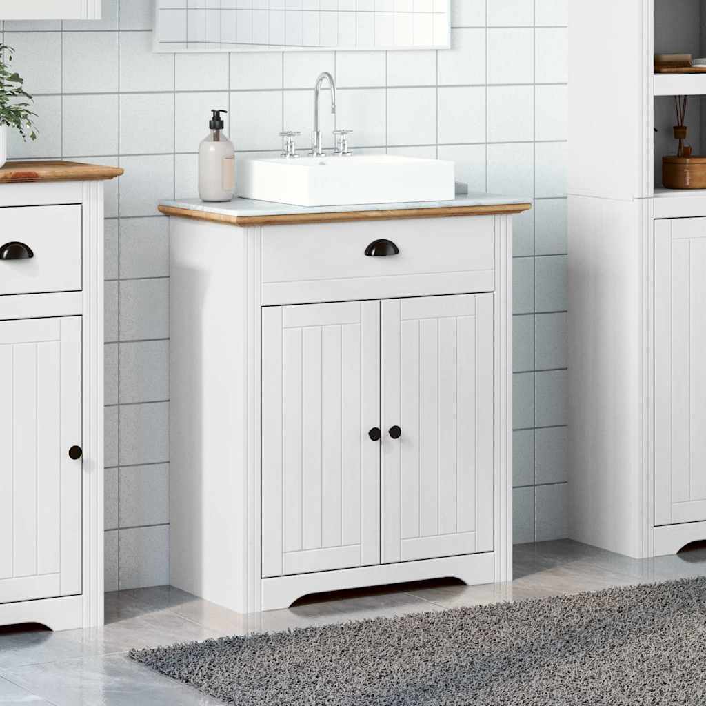 Meuble sous vasque BODO blanc et marron 70x35x80 cm