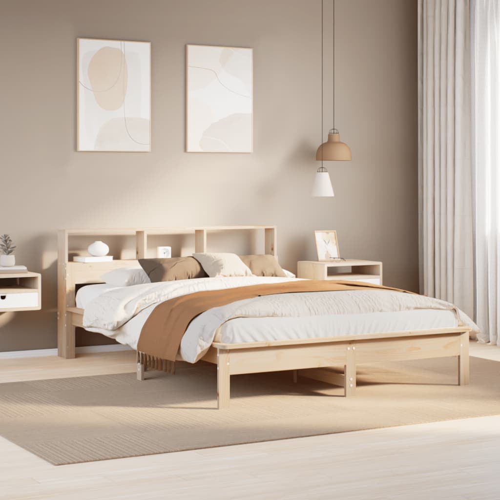 Lit en bois massif avec étagère sans matelas 120x200 cm pin
