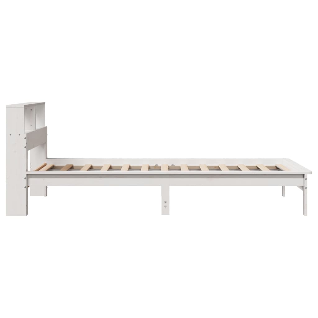Lit en bois massif avec étagère sans matelas pin blanc 90x200 cm