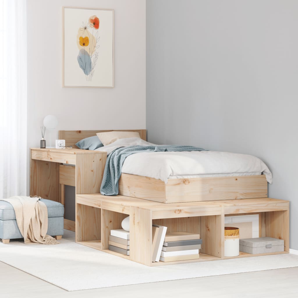 Bedside table with desk 222x107x75 cm solid pine wood