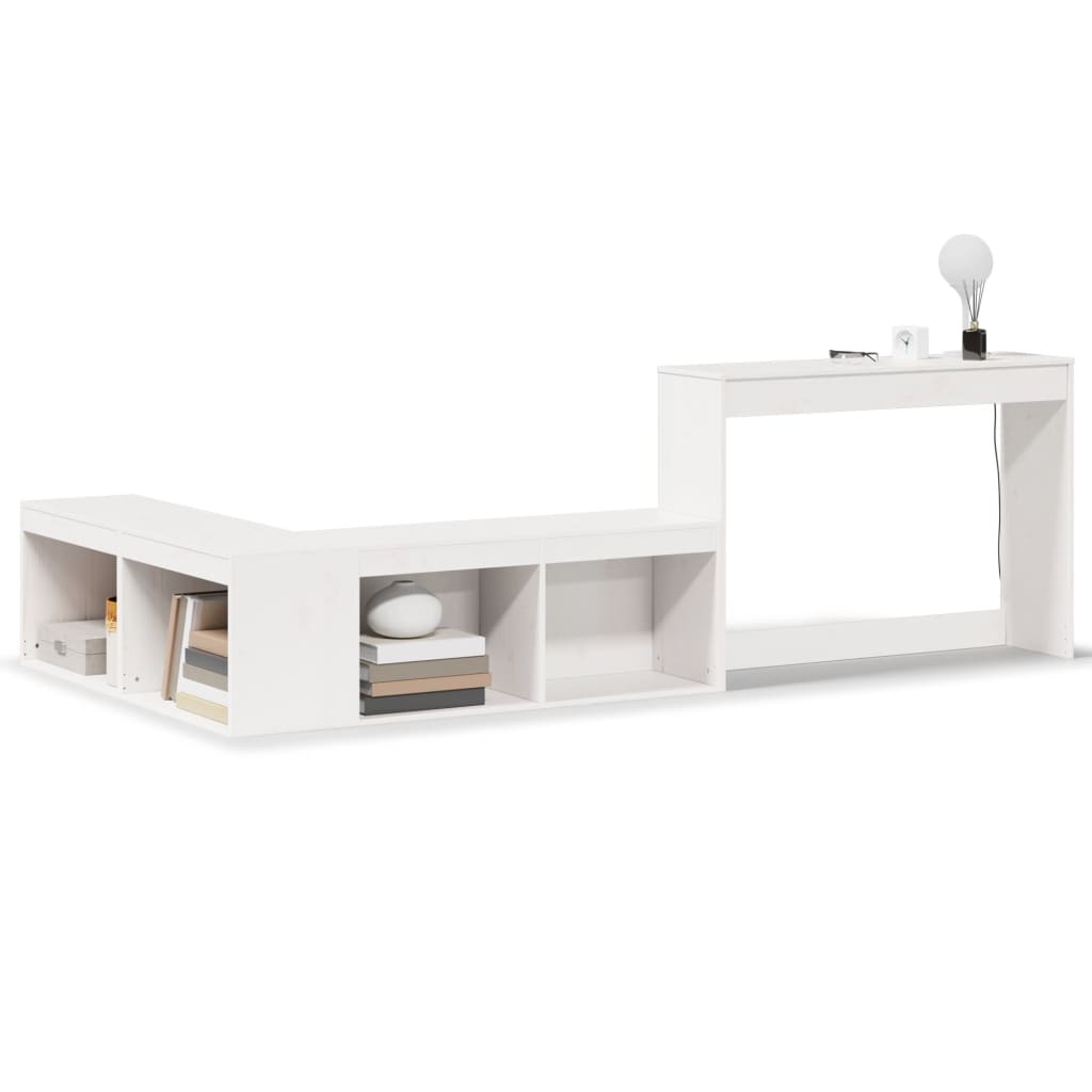 Bedside Table with Desk White 222x107x75 cm Solid Wood