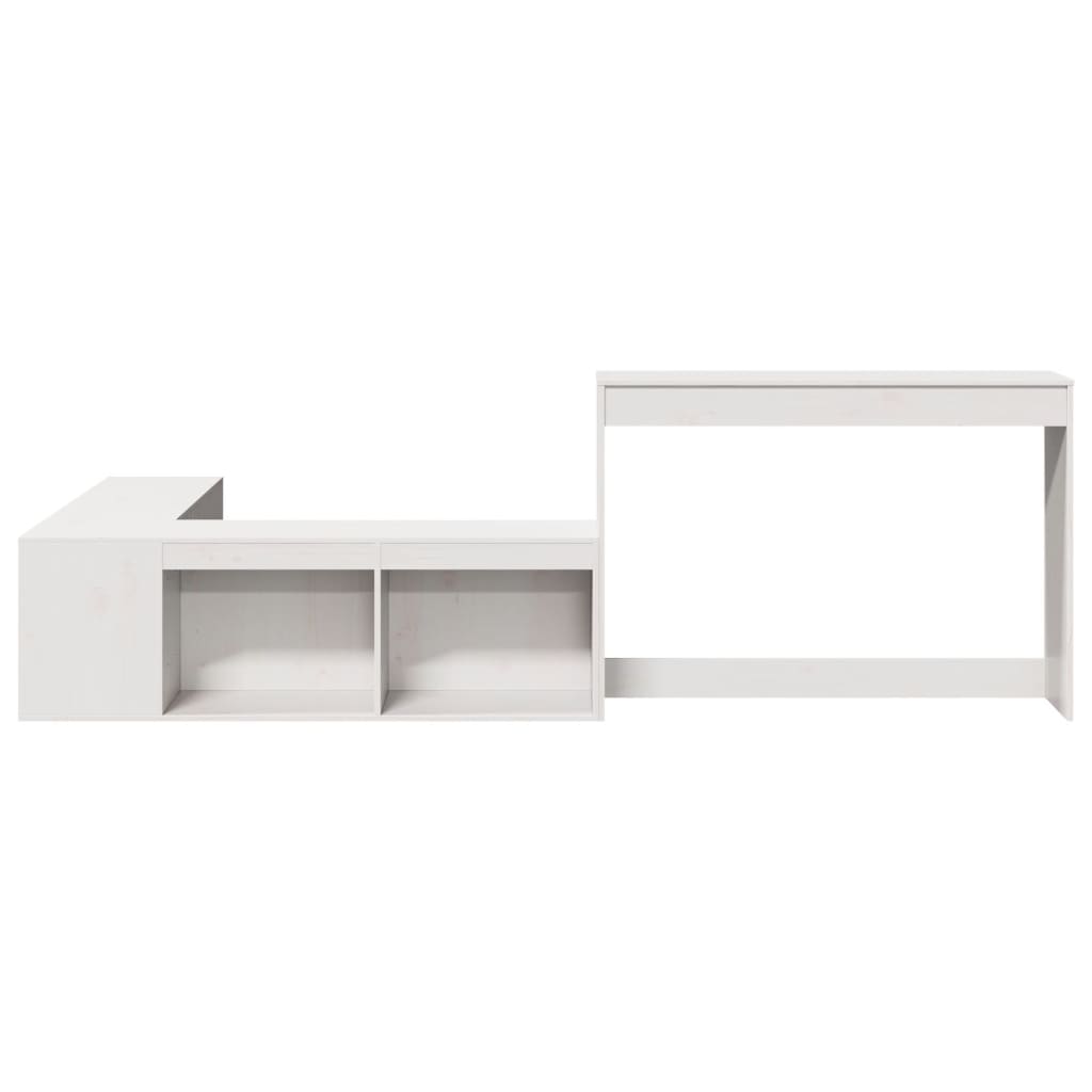 Bedside Table with Desk White 222x107x75 cm Solid Wood