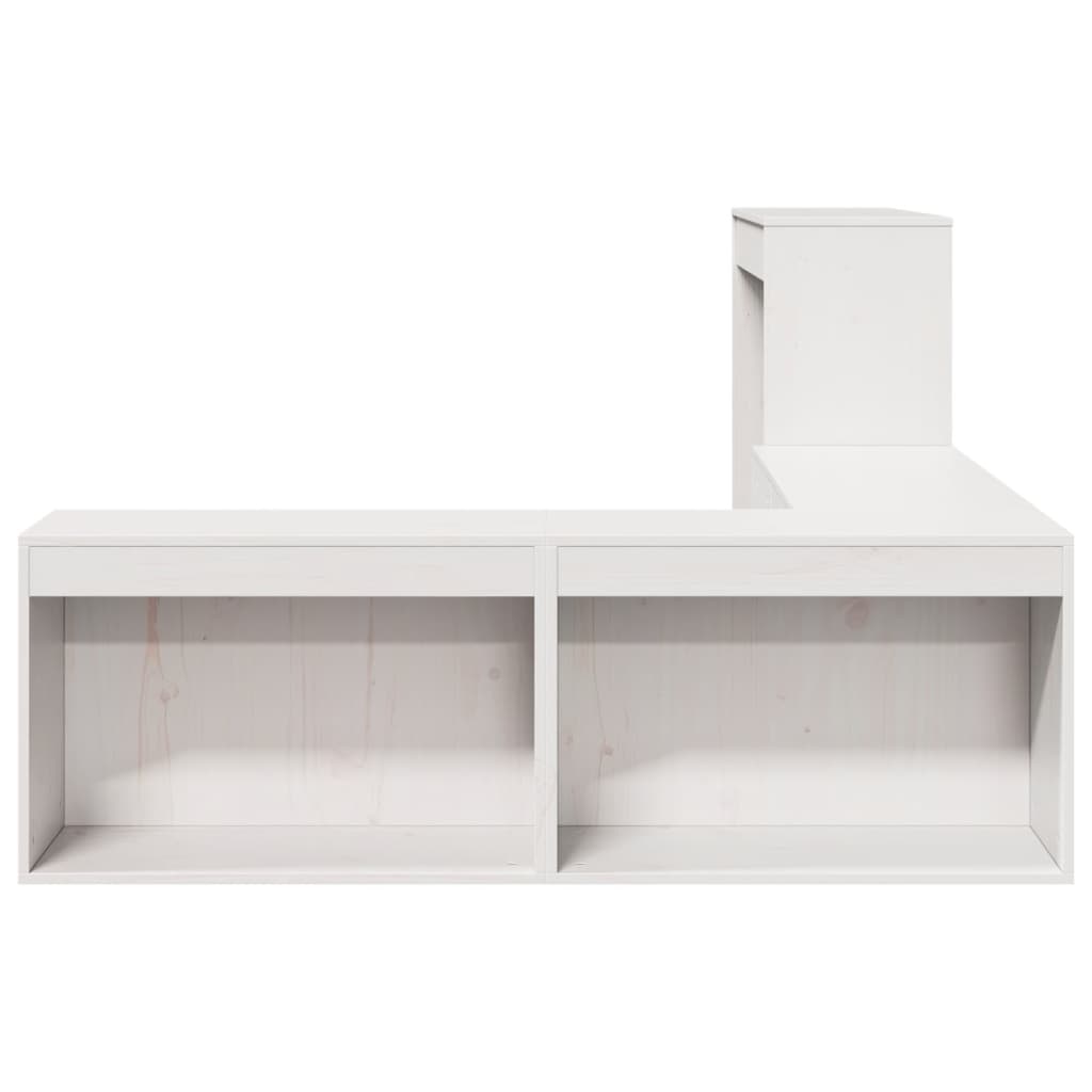 Bedside Table with Desk White 222x107x75 cm Solid Wood