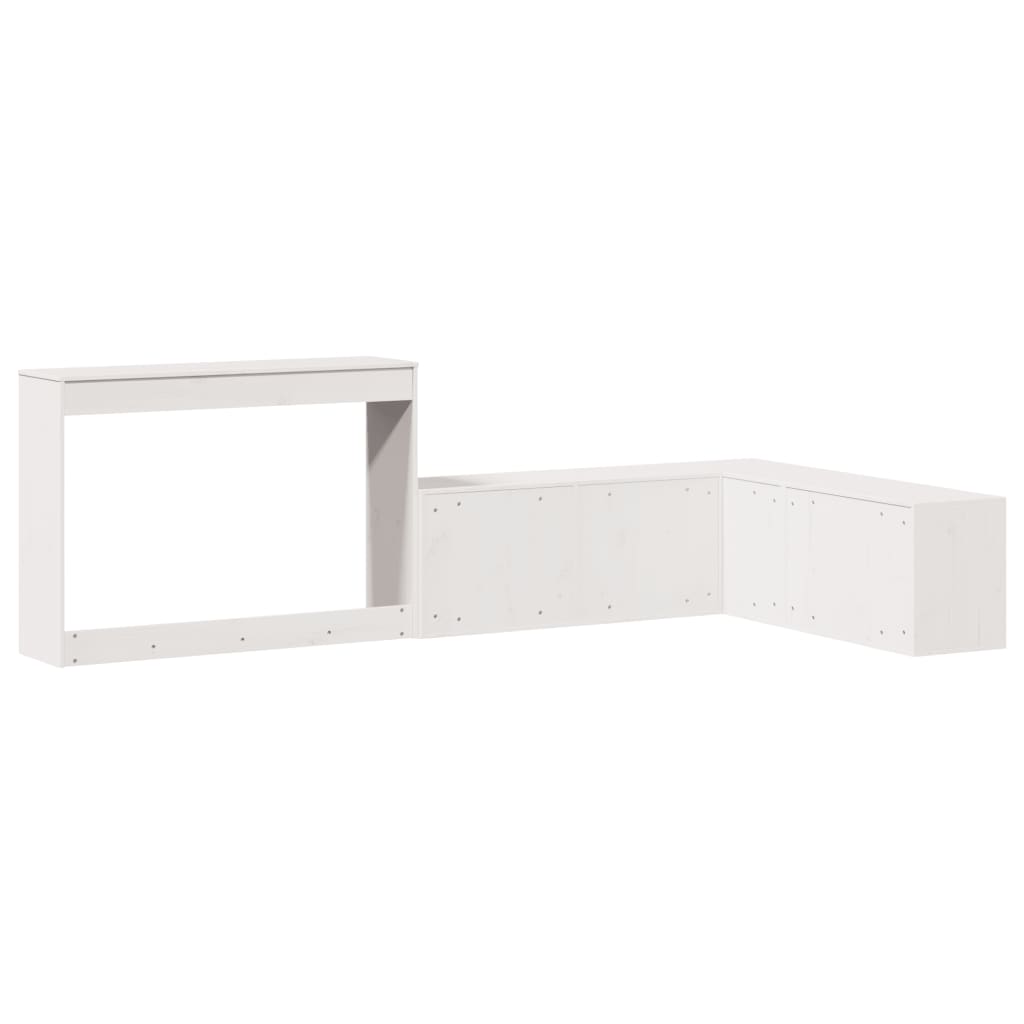 Bedside Table with Desk White 222x107x75 cm Solid Wood
