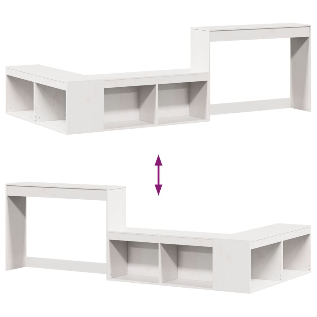 Bedside Table with Desk White 222x107x75 cm Solid Wood