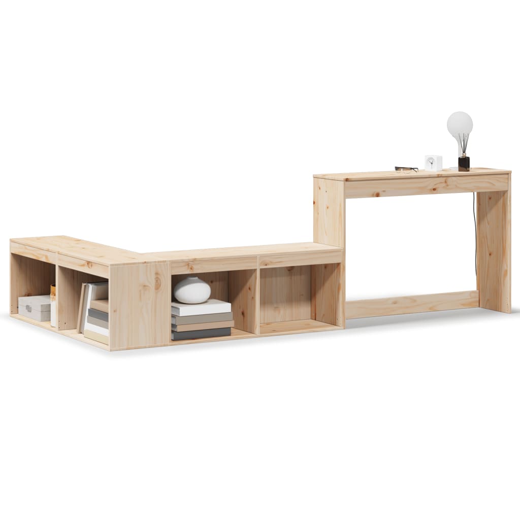 Bedside table with desk 232x112x75 cm solid pine wood