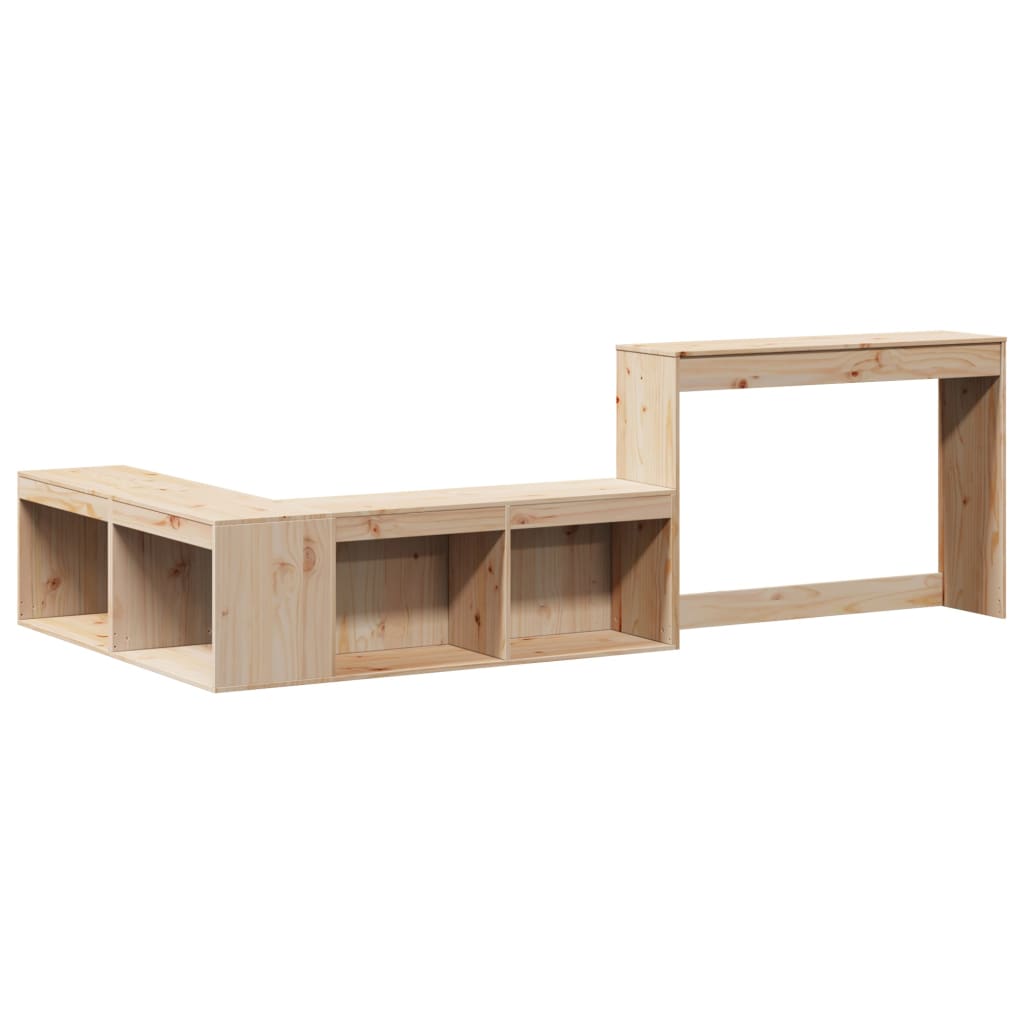 Bedside table with desk 232x112x75 cm solid pine wood
