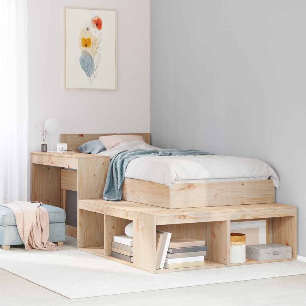 Bedside table with desk 232x112x75 cm solid pine wood