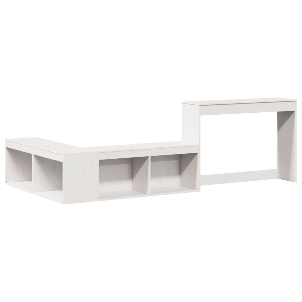 Bedside Table with Desk White 232x112x75 cm Solid Wood