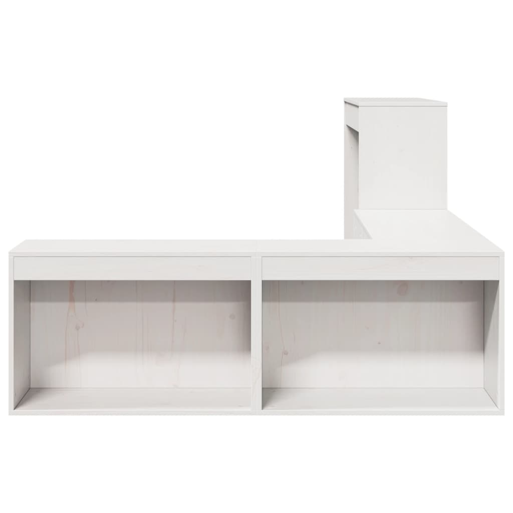 Bedside Table with Desk White 232x112x75 cm Solid Wood