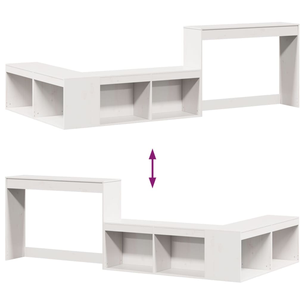 Bedside Table with Desk White 232x112x75 cm Solid Wood