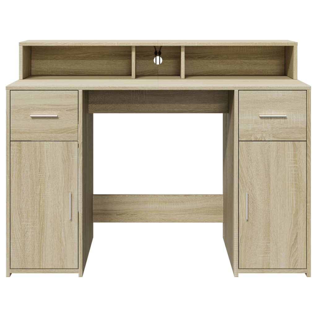 LED desk Sonoma oak 120x55x91 cm wood-based material