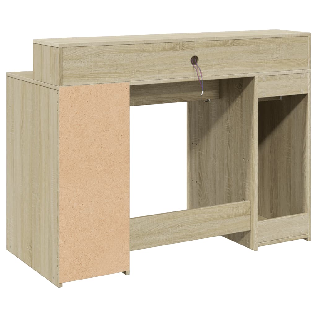 LED desk Sonoma oak 120x55x91 cm wood-based material