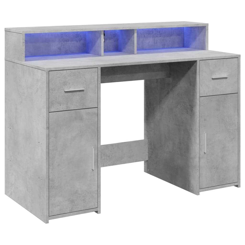 LED desk concrete grey 120x55x91 cm wood-based material