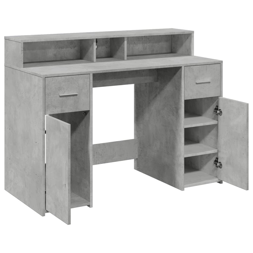 LED desk concrete grey 120x55x91 cm wood-based material