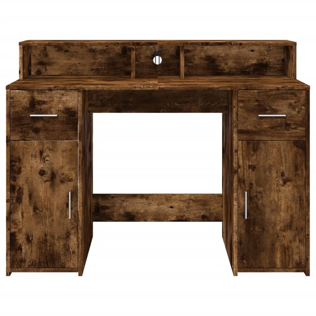 LED desk smoked oak 120x55x91 cm wood material
