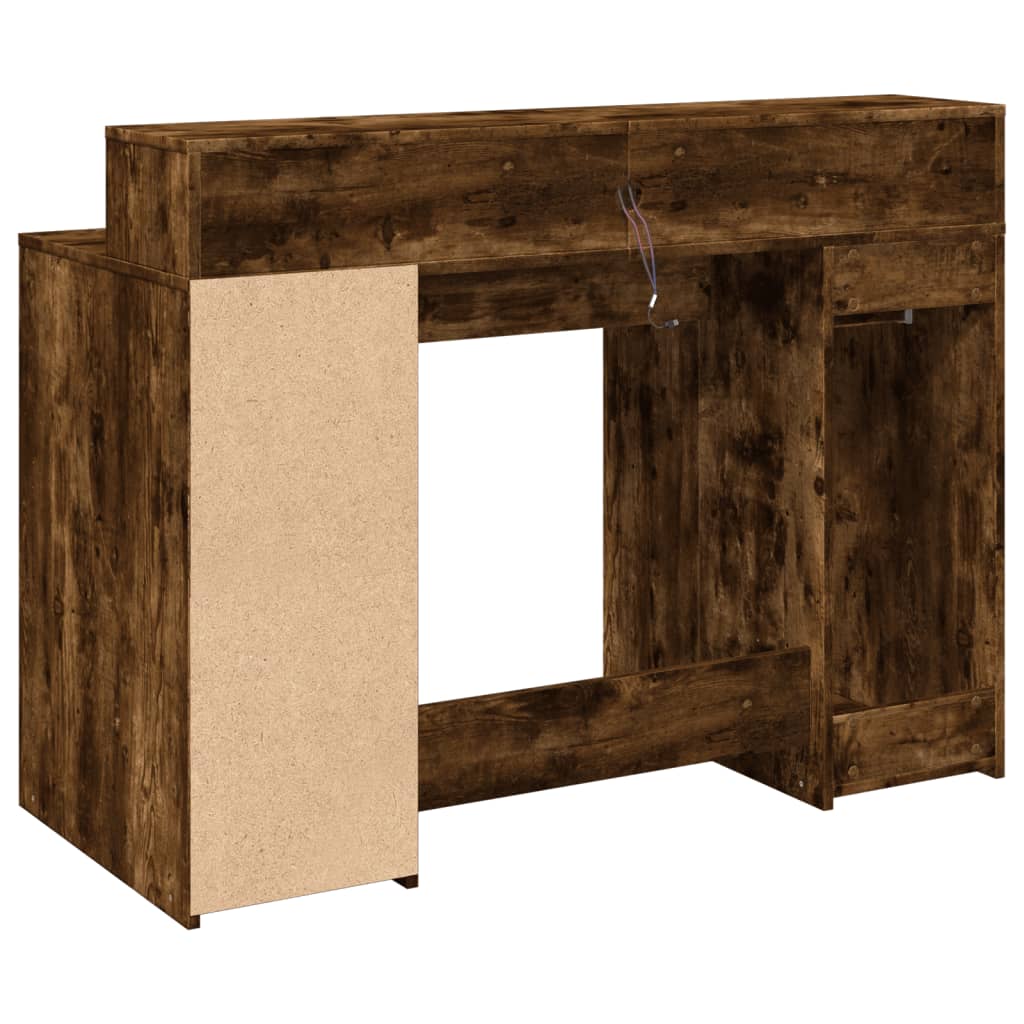 LED desk smoked oak 120x55x91 cm wood material