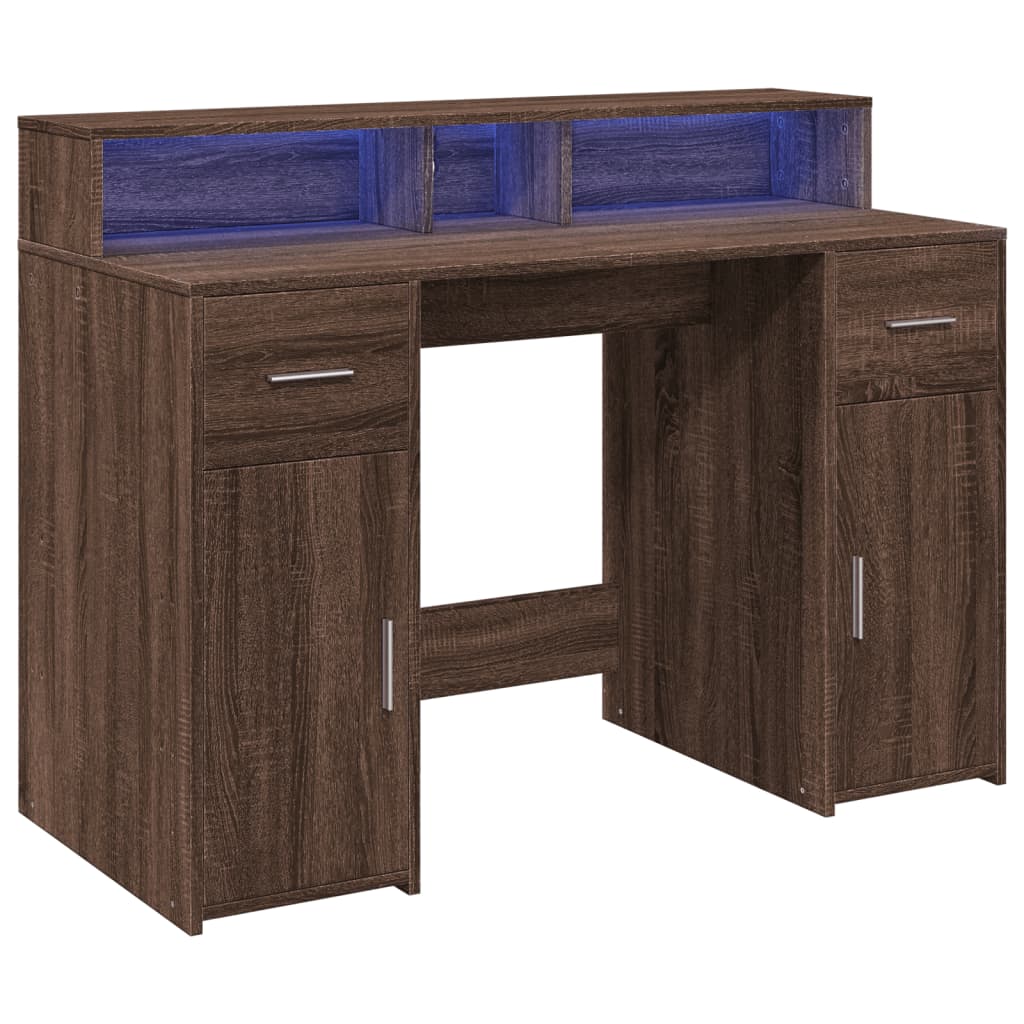 LED desk brown oak look 120x55x91 wood material