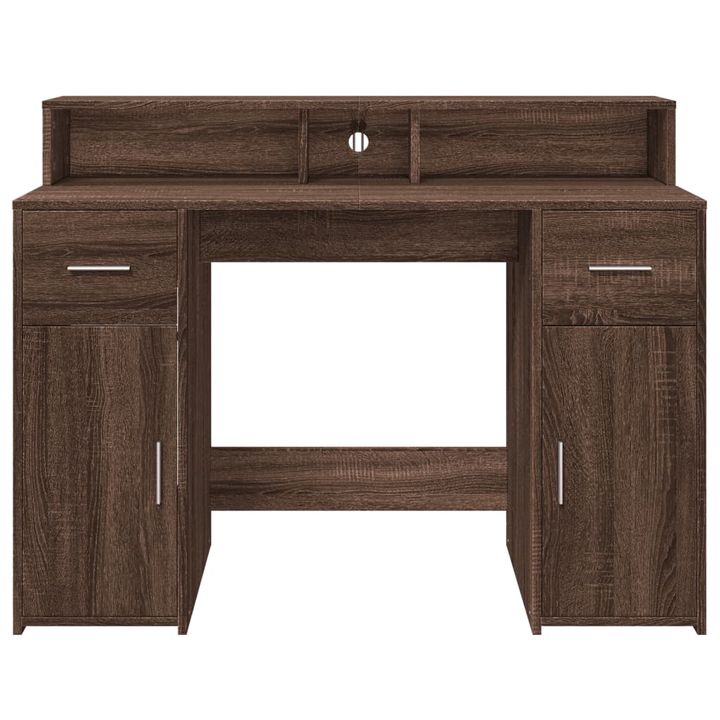 LED desk brown oak look 120x55x91 wood material