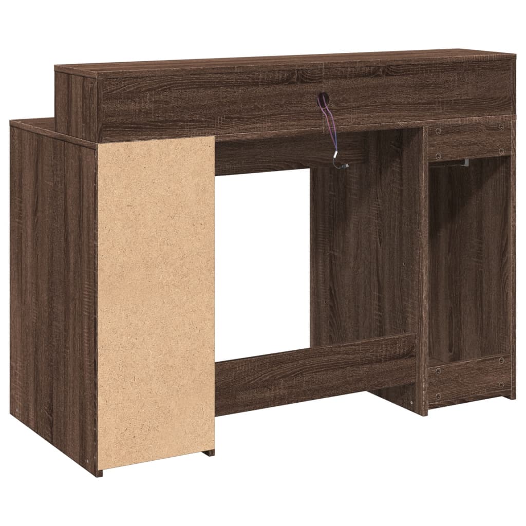 LED desk brown oak look 120x55x91 wood material