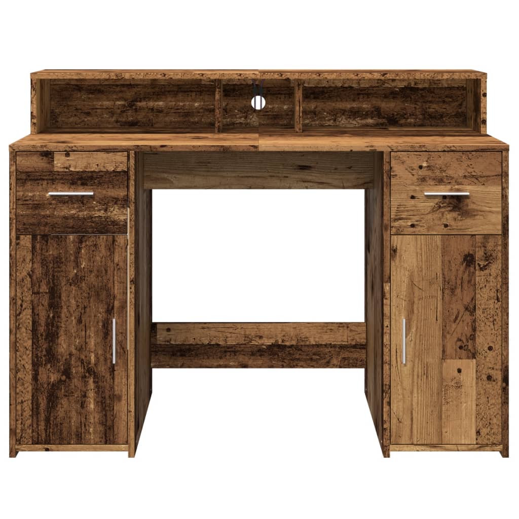 LED desk reclaimed wood look 120x55x91 cm wood-based material