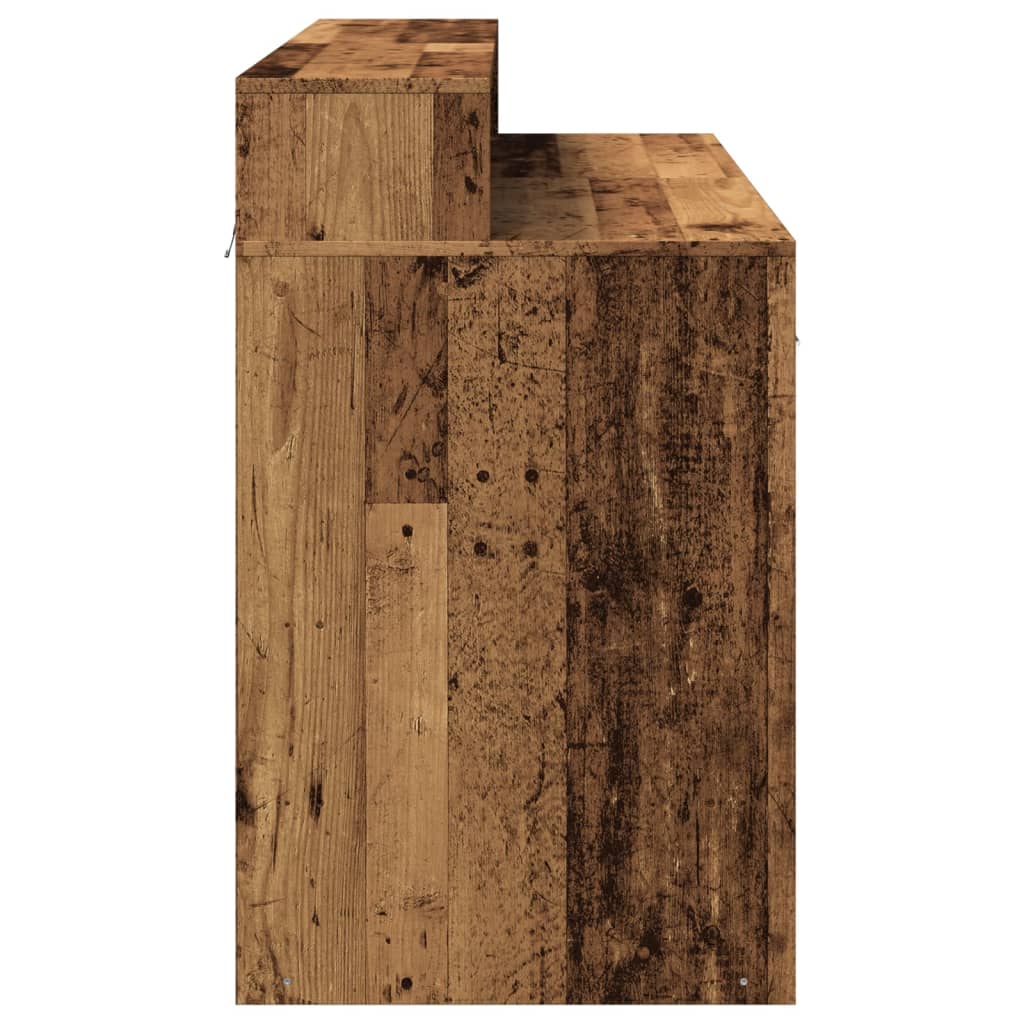 LED desk reclaimed wood look 120x55x91 cm wood-based material