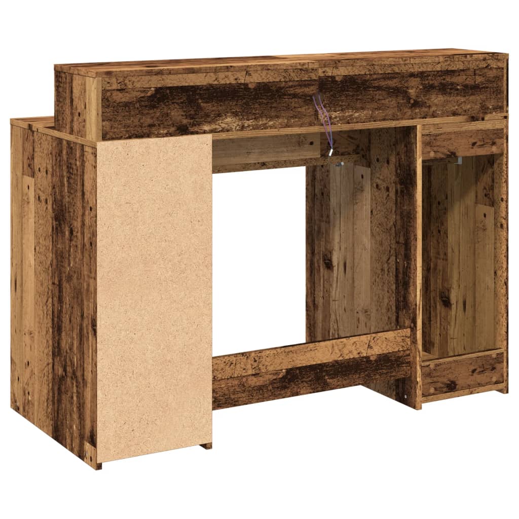 LED desk reclaimed wood look 120x55x91 cm wood-based material
