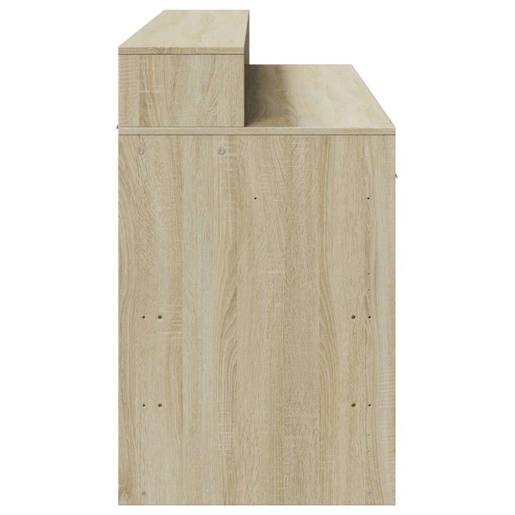 LED desk Sonoma oak 140x55x91 cm wood-based material