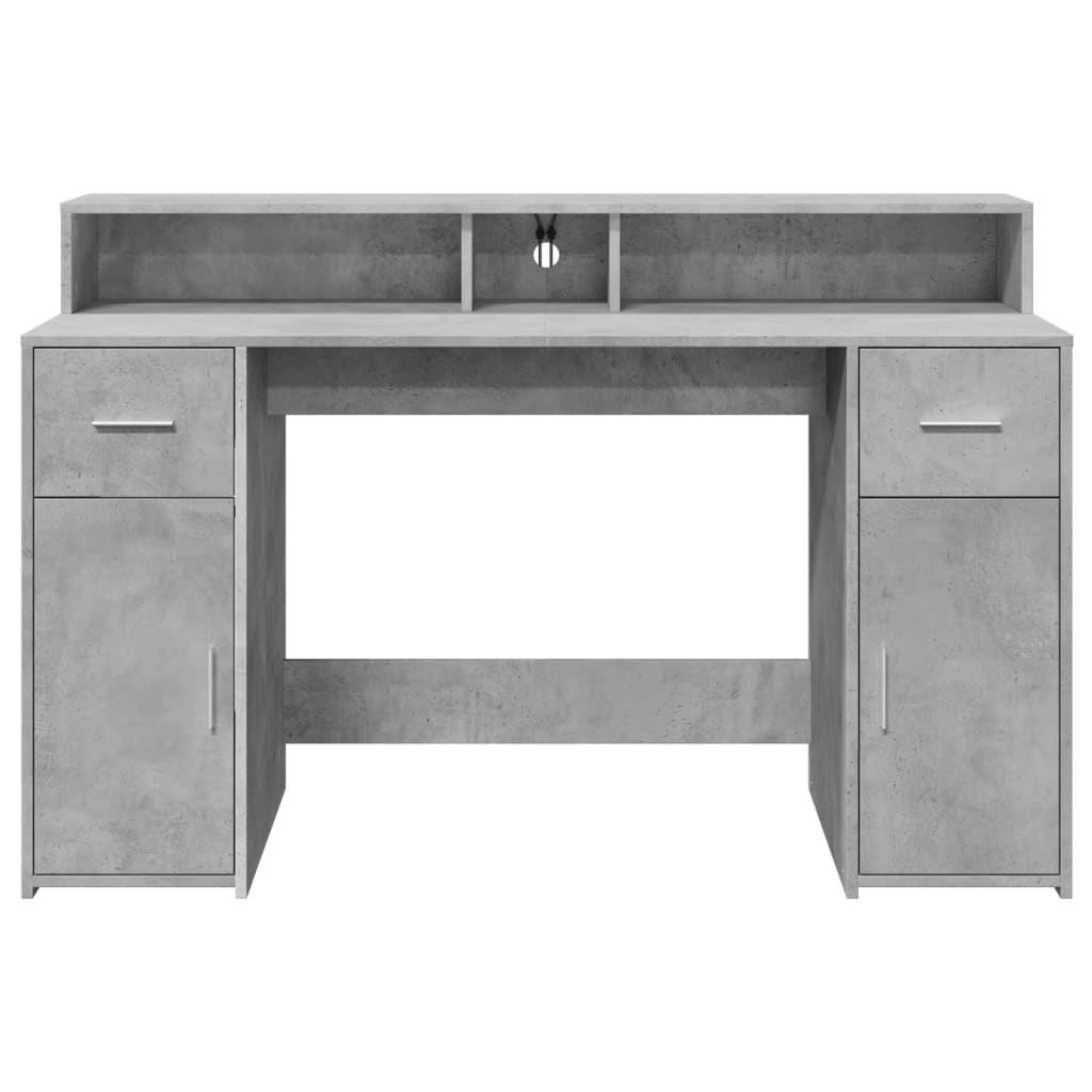 LED desk concrete grey 140x55x91 cm wood-based material