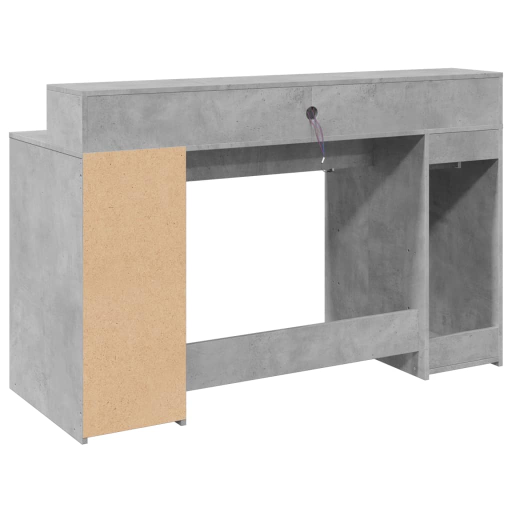 LED desk concrete grey 140x55x91 cm wood-based material
