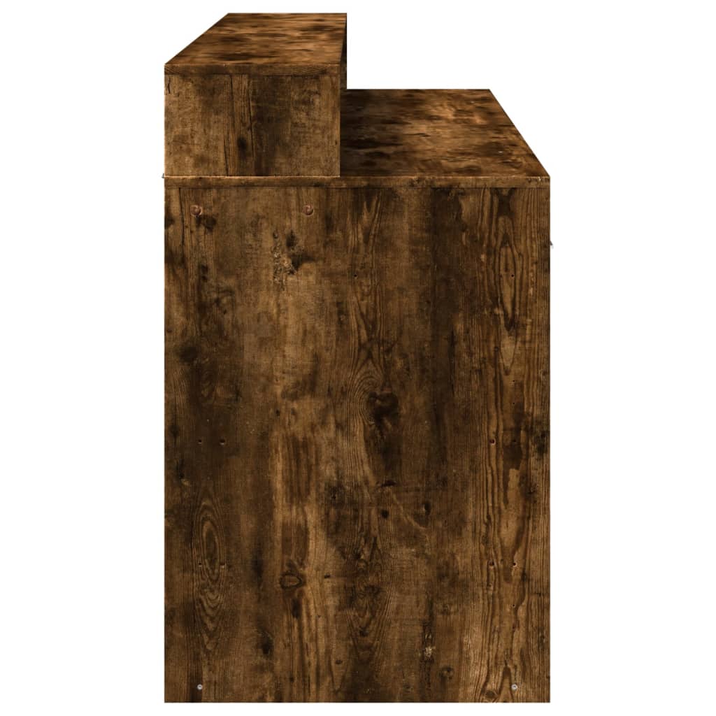 LED desk smoked oak 140x55x91 cm wood material