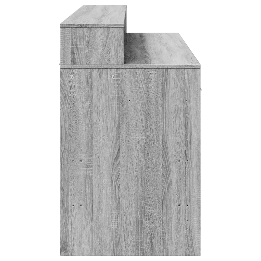 LED desk gray Sonoma 140x55x91 cm wood-based material