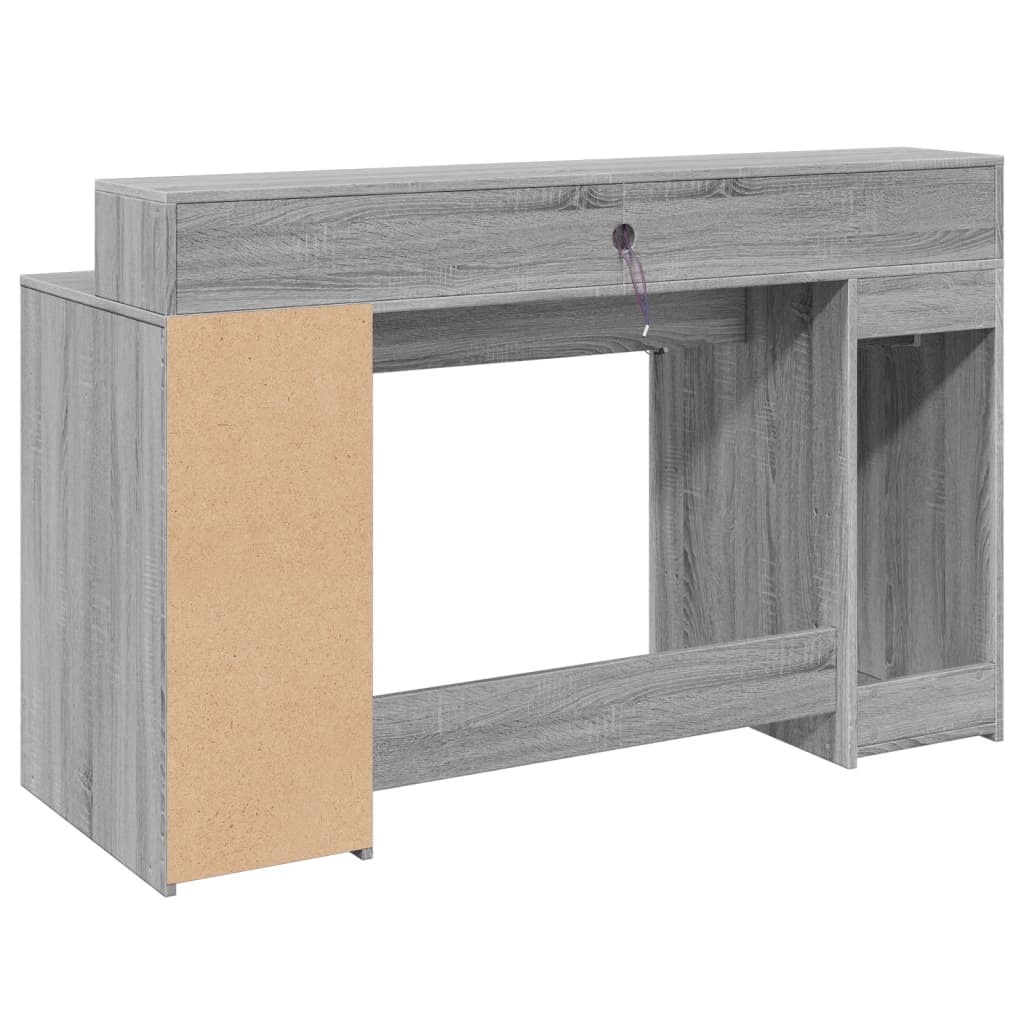 LED desk gray Sonoma 140x55x91 cm wood-based material