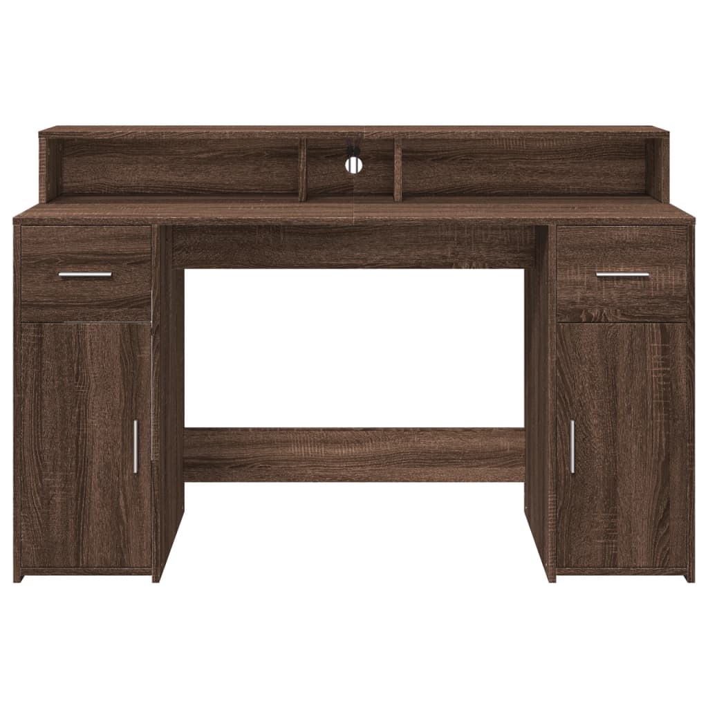 LED desk brown oak look 140x55x91 wood material